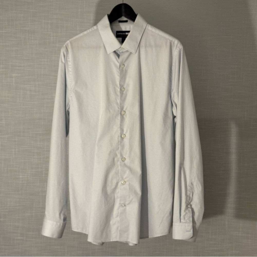Express 1MX LARGE Light Gray Men's Dress Shirt